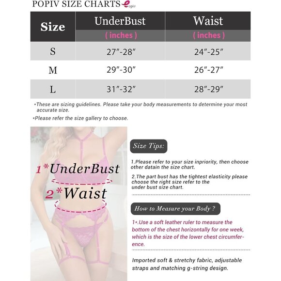 Women's Royal Blue Sexy Lingerie Set Push Up Lace Garter Belt Bra And Panty Set - Picture 5 of 5